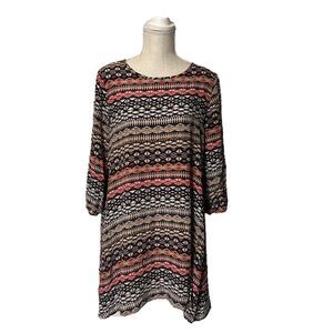Anthropologie The Odells Geometric Striped Festival Boho Silk Dress Size Medium